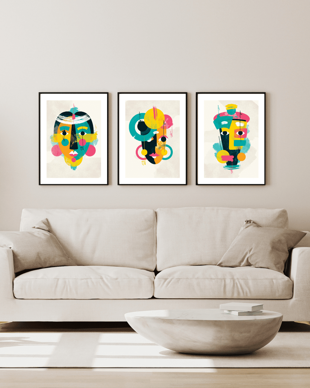 Colourful Faces Abstract Art Set
