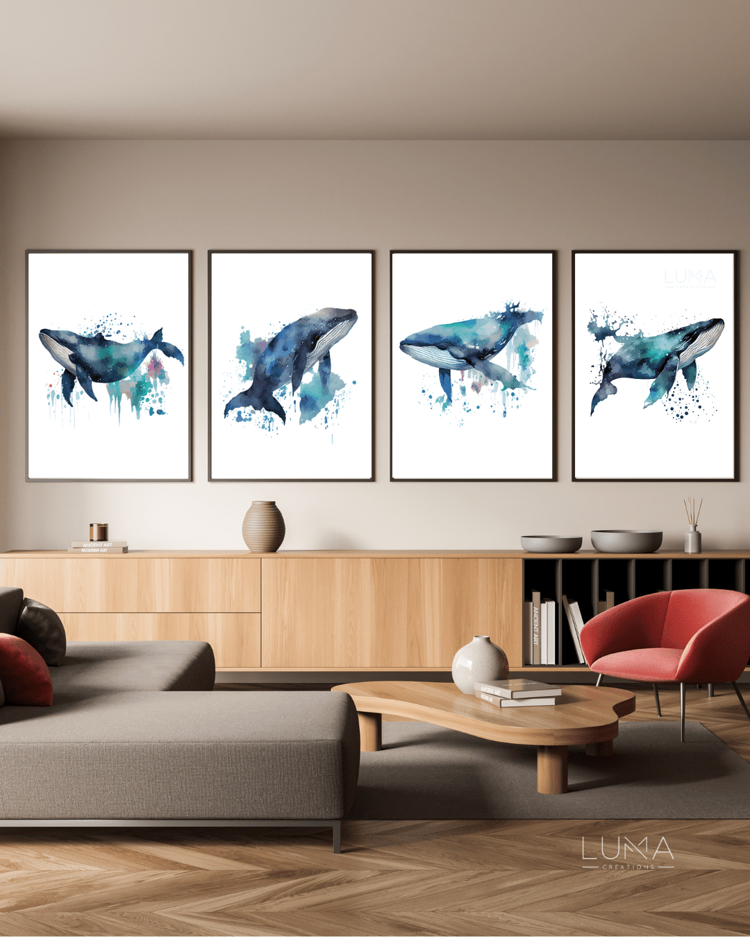 Frolicking Whales Animal Art Set
