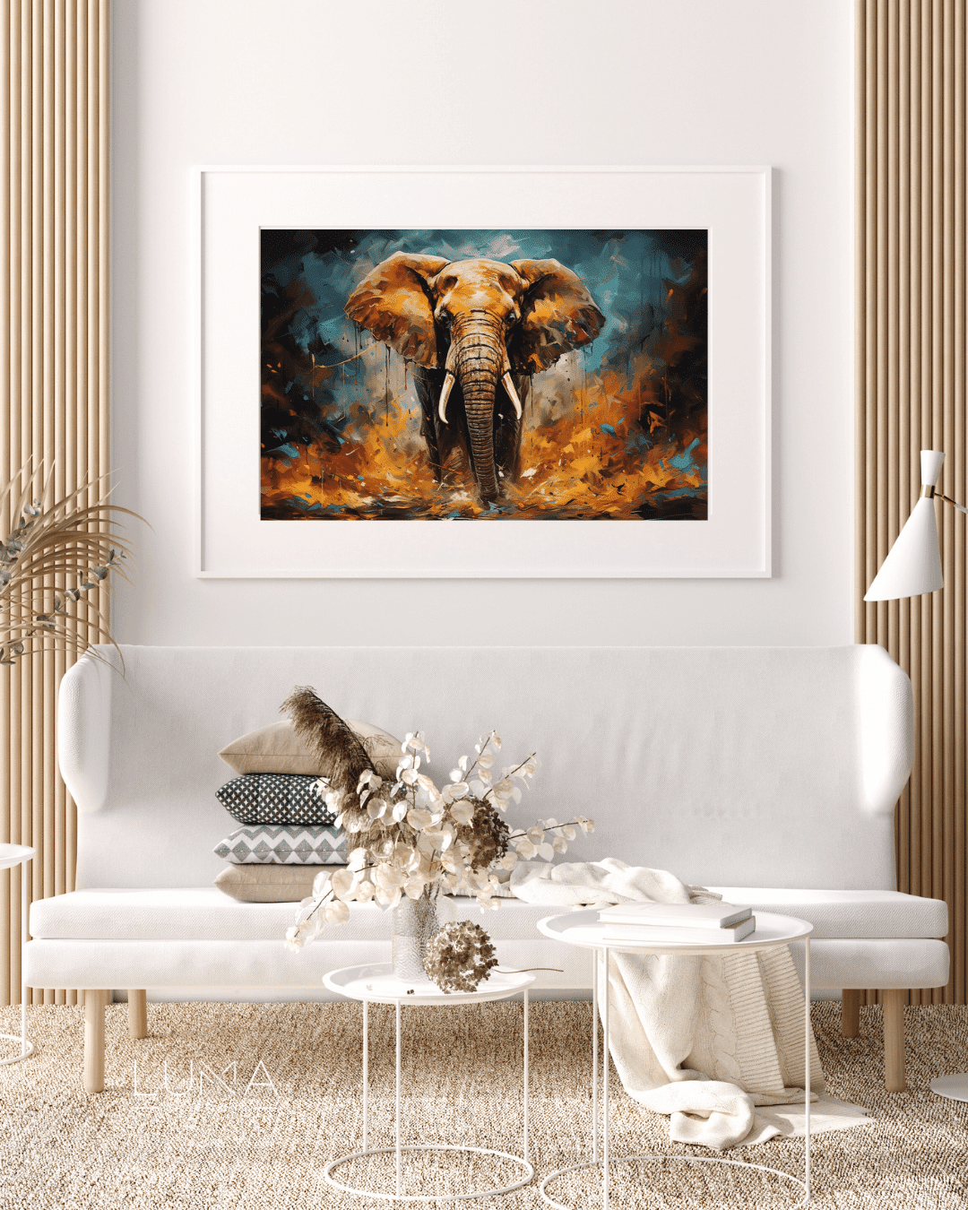 Charging Elephant Animal Artwork