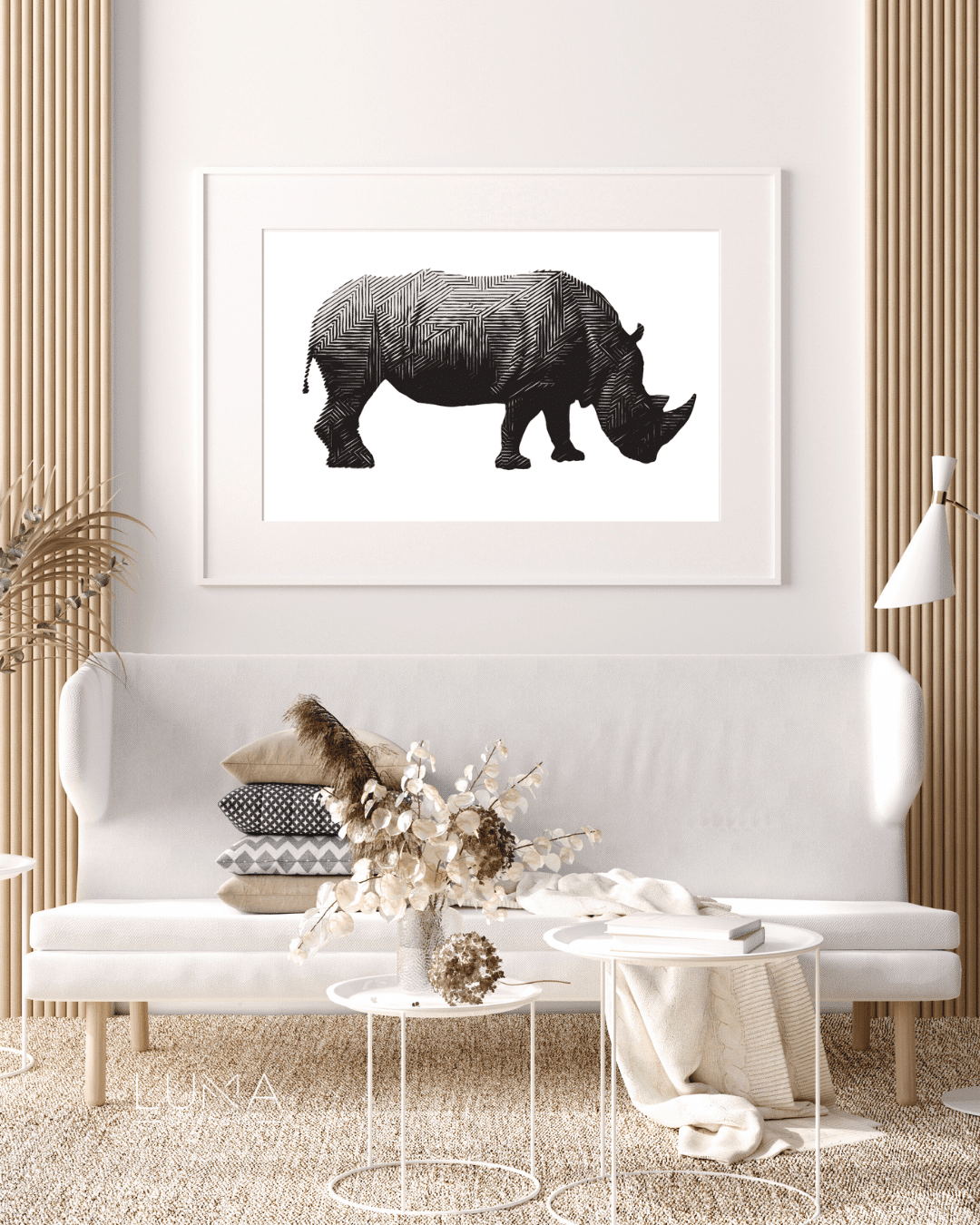 Retro Rhino Animal Artwork