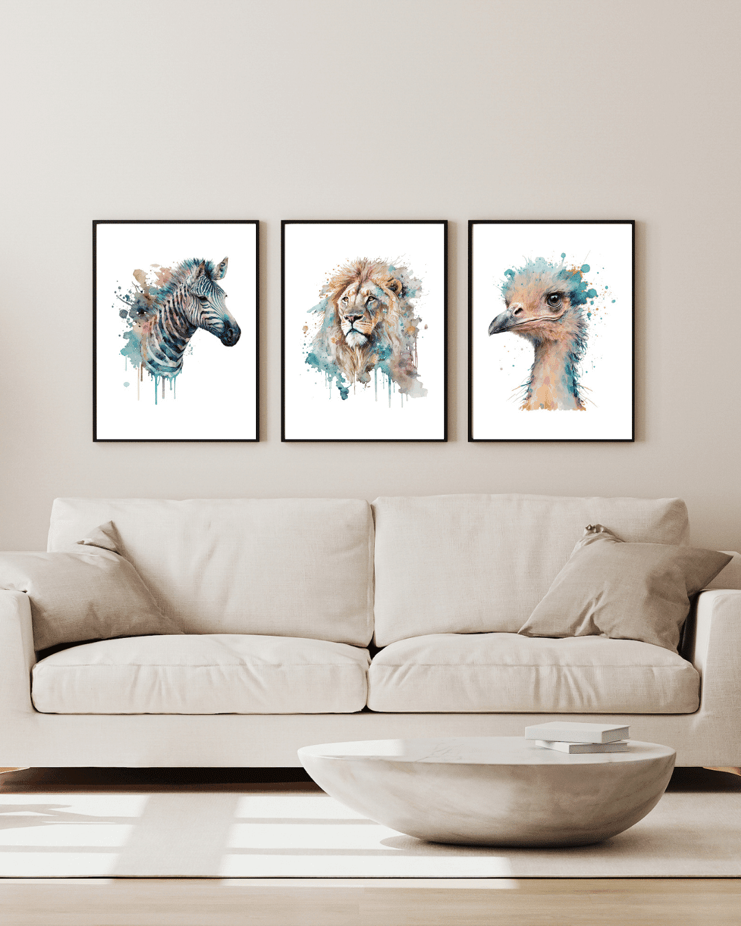 Colourful Trio Animal Art Set of 3