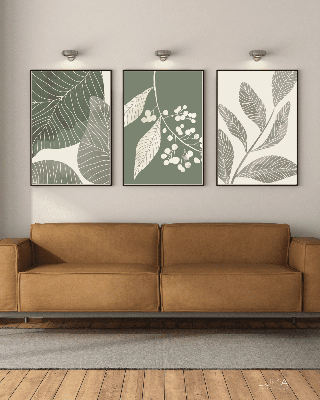 Olive Greens Nature Artwork Set of 3