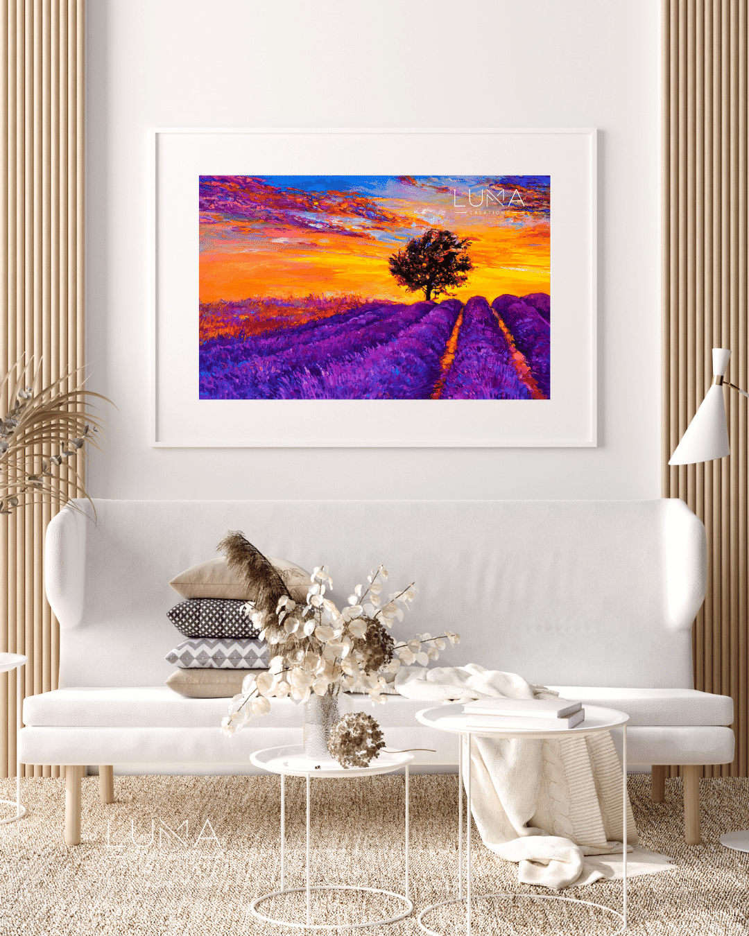 Purple and Orange Fields Landscape Artwork